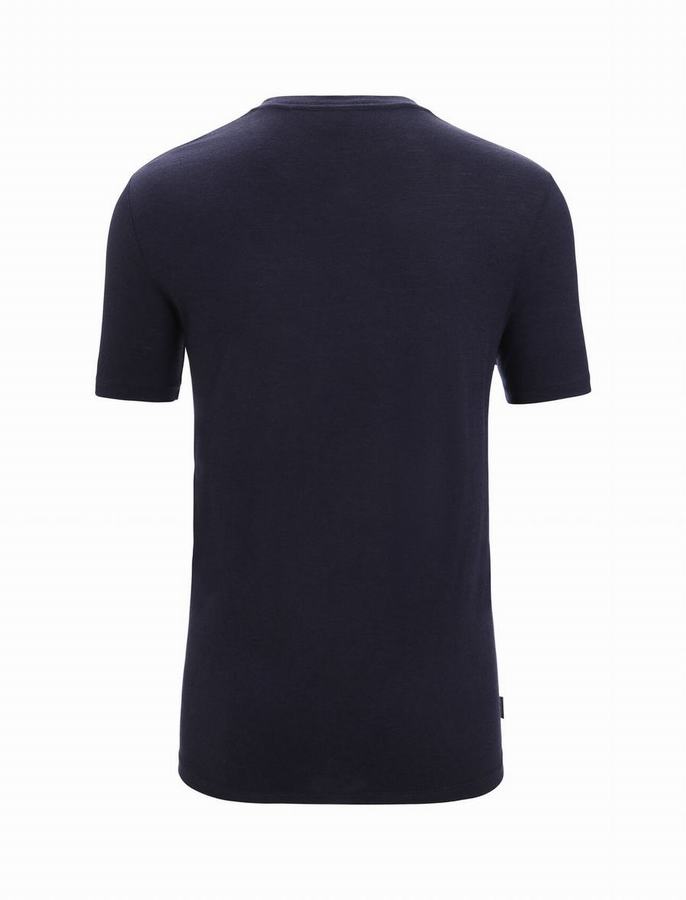 Camiseta Icebreaker Merino Tech Lite II Corta Sleeve Hombre Azul Marino | EZL2381KC