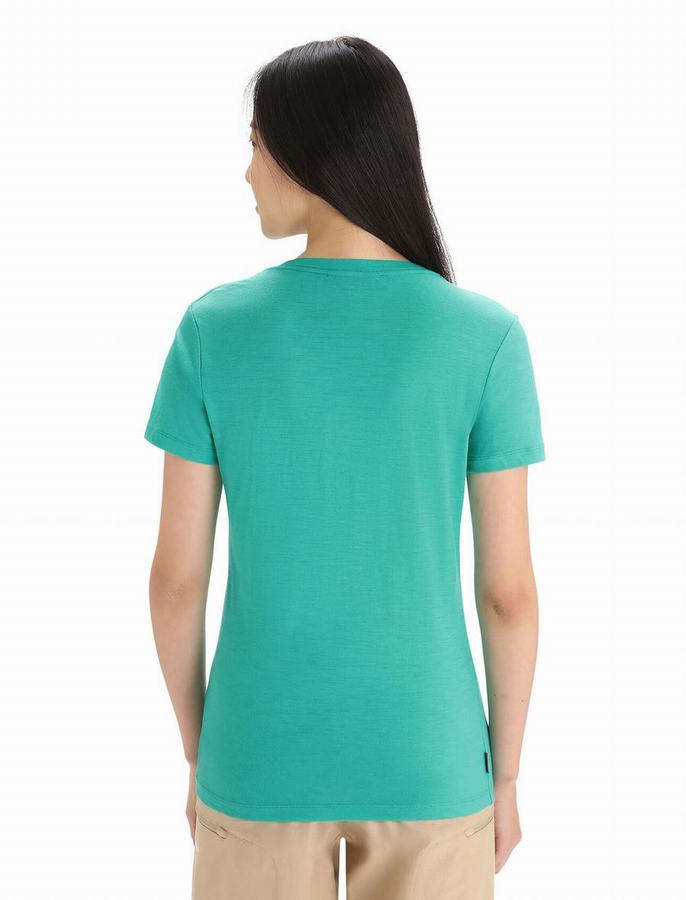 Camiseta Icebreaker Merino Tech Lite II Corta Sleeve Mujer Verdes Claro | FIT5517CR