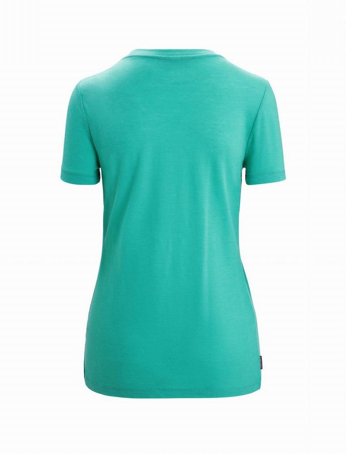 Camiseta Icebreaker Merino Tech Lite II Corta Sleeve Mujer Verdes Claro | FIT5517CR