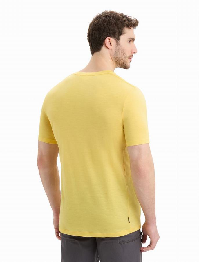 Camiseta Icebreaker Merino Tech Lite II Corta Sleeve Natural Hombre Amarillos | GBO5375XG