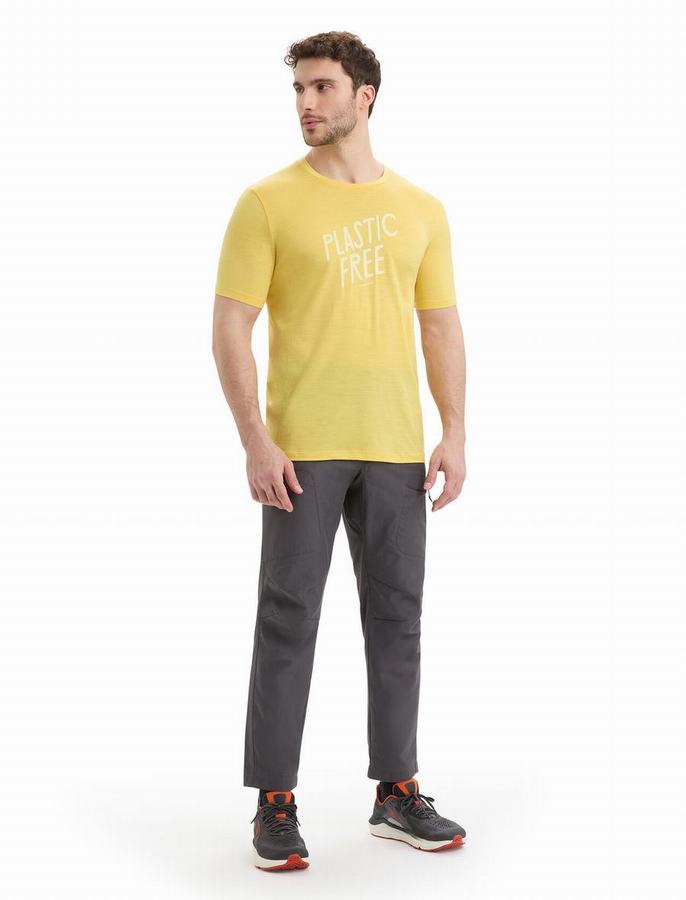 Camiseta Icebreaker Merino Tech Lite II Corta Sleeve Natural Hombre Amarillos | GBO5375XG