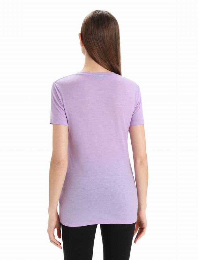 Camiseta Icebreaker Merino Tech Lite II Corta Sleeve Mujer Morados Claro | HQJ867CE