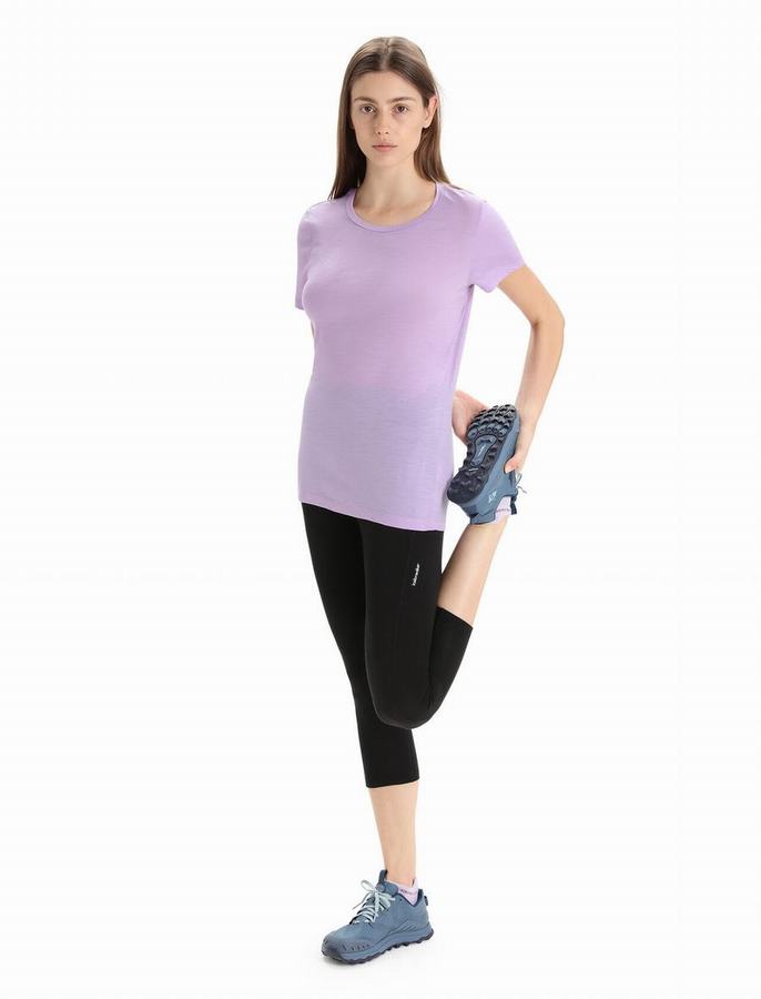 Camiseta Icebreaker Merino Tech Lite II Corta Sleeve Mujer Morados Claro | HQJ867CE