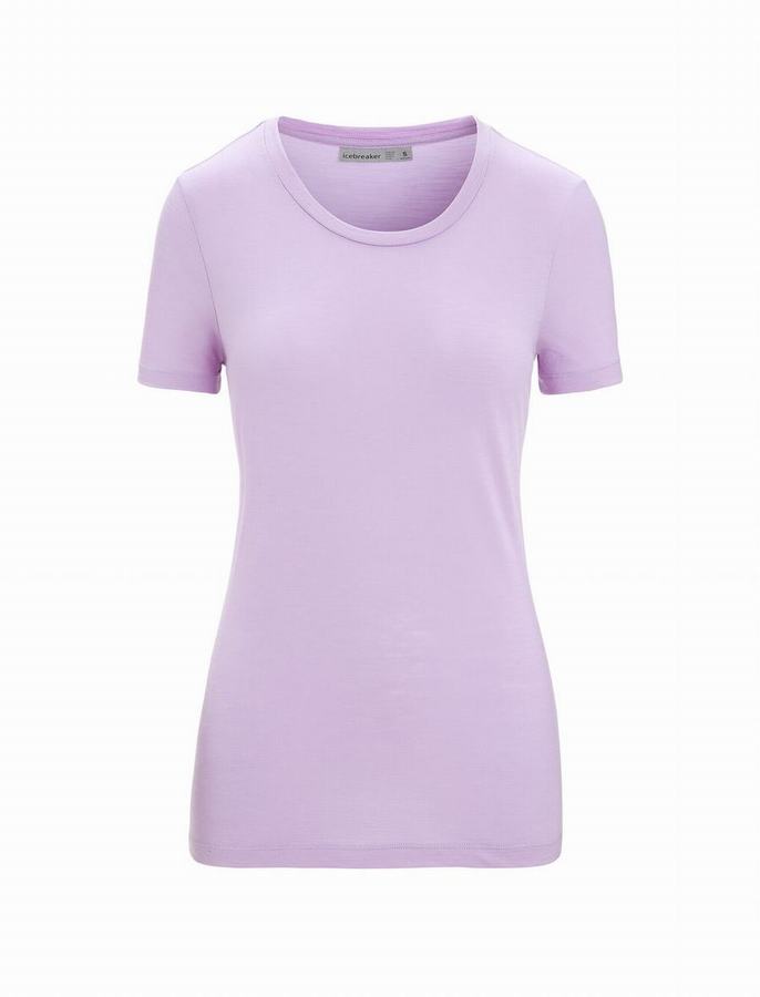 Camiseta Icebreaker Merino Tech Lite II Corta Sleeve Mujer Morados Claro | HQJ867CE