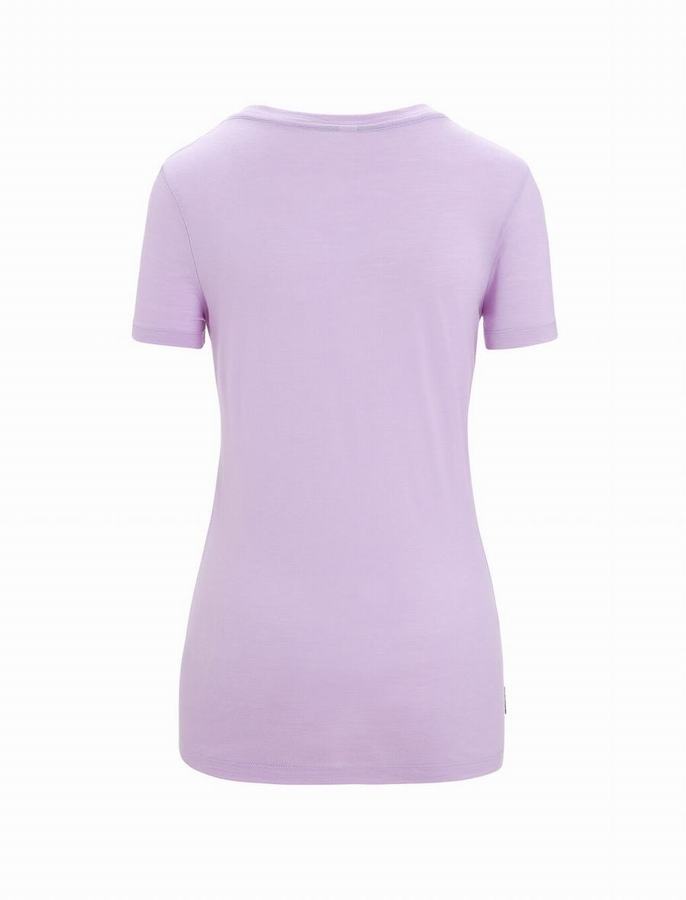 Camiseta Icebreaker Merino Tech Lite II Corta Sleeve Mujer Morados Claro | HQJ867CE