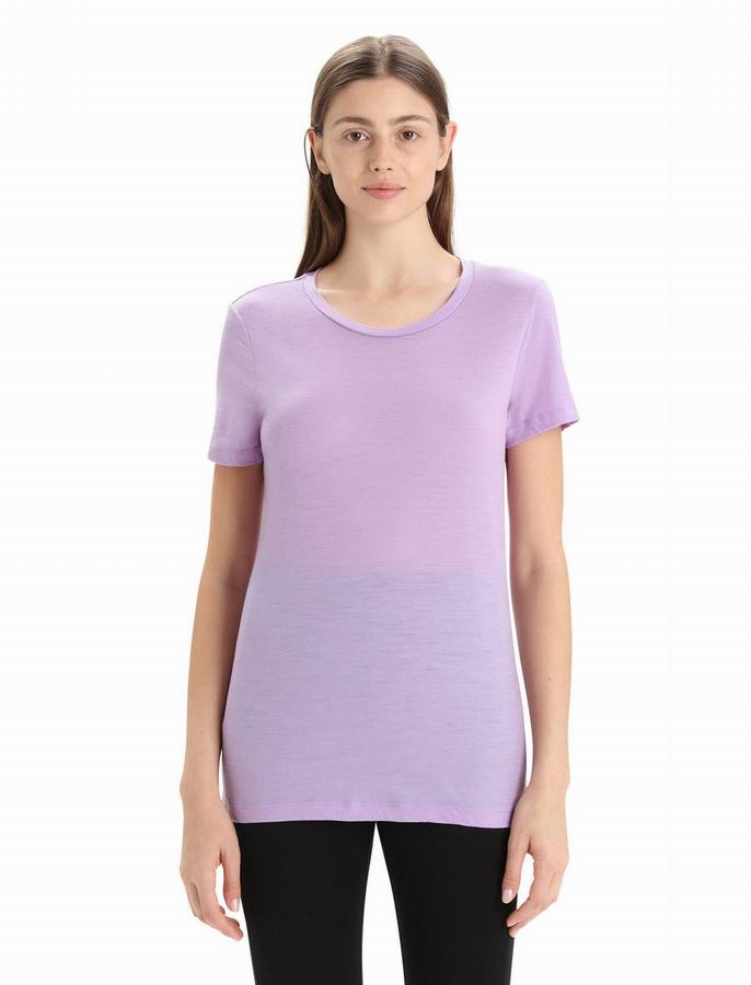 Camiseta Icebreaker Merino Tech Lite II Corta Sleeve Mujer Morados Claro | HQJ867CE