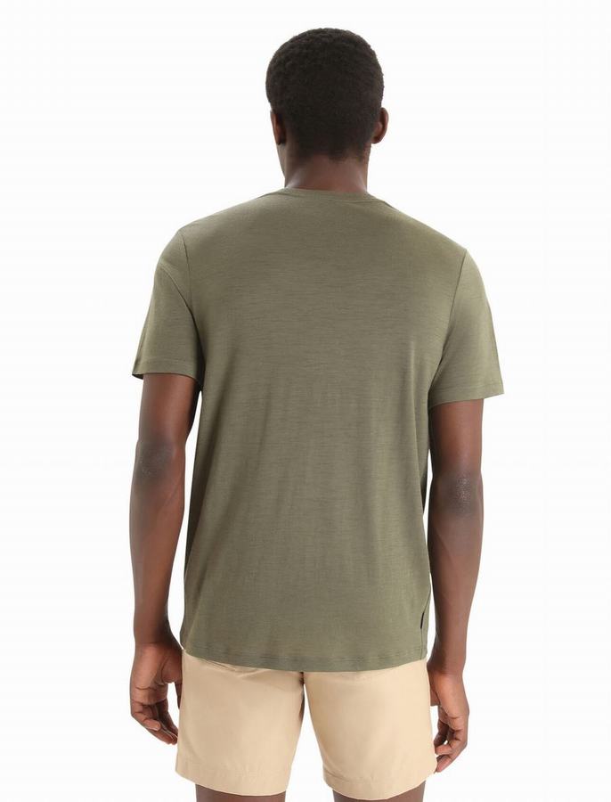 Camiseta Icebreaker Merino Tech Lite II Corta Sleeve Earth Hombre Verde Oliva | KBB955WU