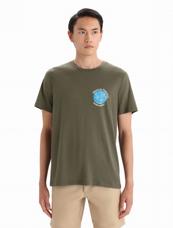 Camiseta Icebreaker Merino Tech Lite II Corta Sleeve Earth Hombre Verde Oliva | KBB955WU