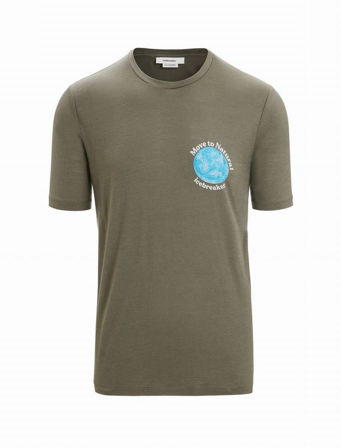 Camiseta Icebreaker Merino Tech Lite II Corta Sleeve Earth Hombre Verde Oliva | KBB955WU