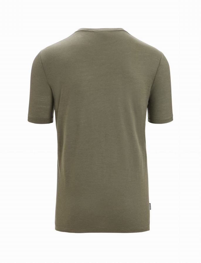 Camiseta Icebreaker Merino Tech Lite II Corta Sleeve Earth Hombre Verde Oliva | KBB955WU