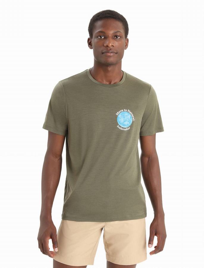 Camiseta Icebreaker Merino Tech Lite II Corta Sleeve Earth Hombre Verde Oliva | KBB955WU