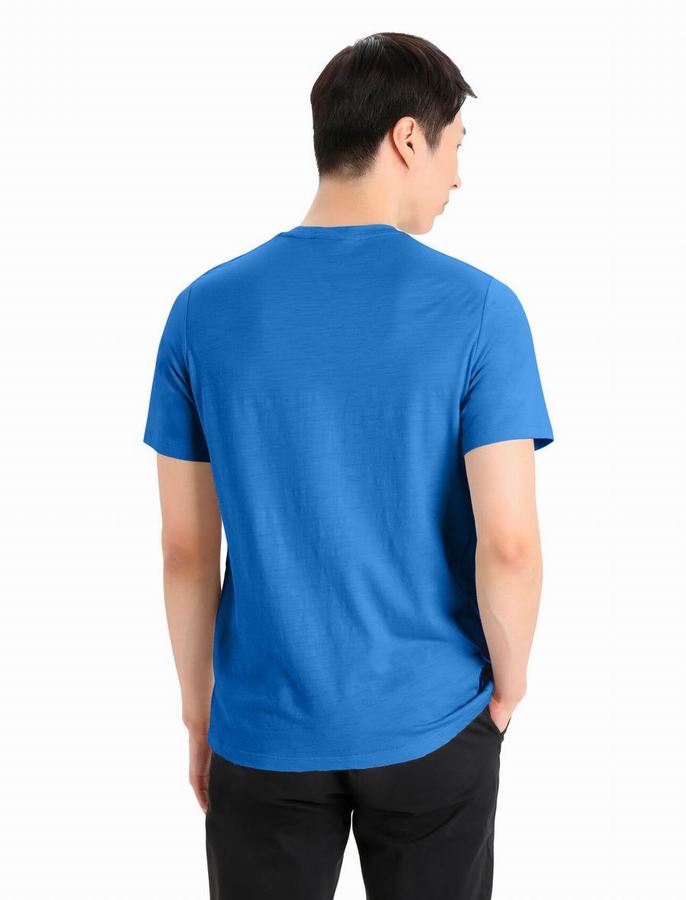 Camiseta Icebreaker Merino Tech Lite II Corta Sleeve Hombre Azul Marino Oscuro | LBY75FO