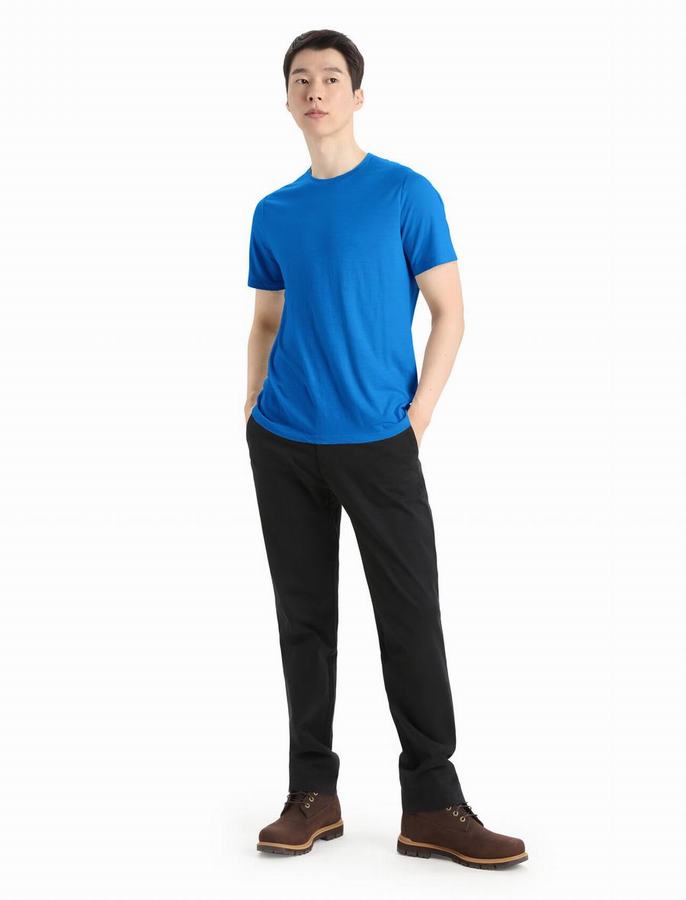 Camiseta Icebreaker Merino Tech Lite II Corta Sleeve Hombre Azul Marino Oscuro | LBY75FO