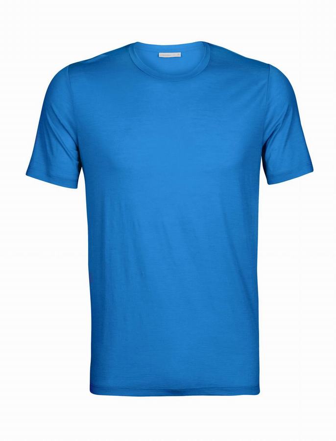 Camiseta Icebreaker Merino Tech Lite II Corta Sleeve Hombre Azul Marino Oscuro | LBY75FO