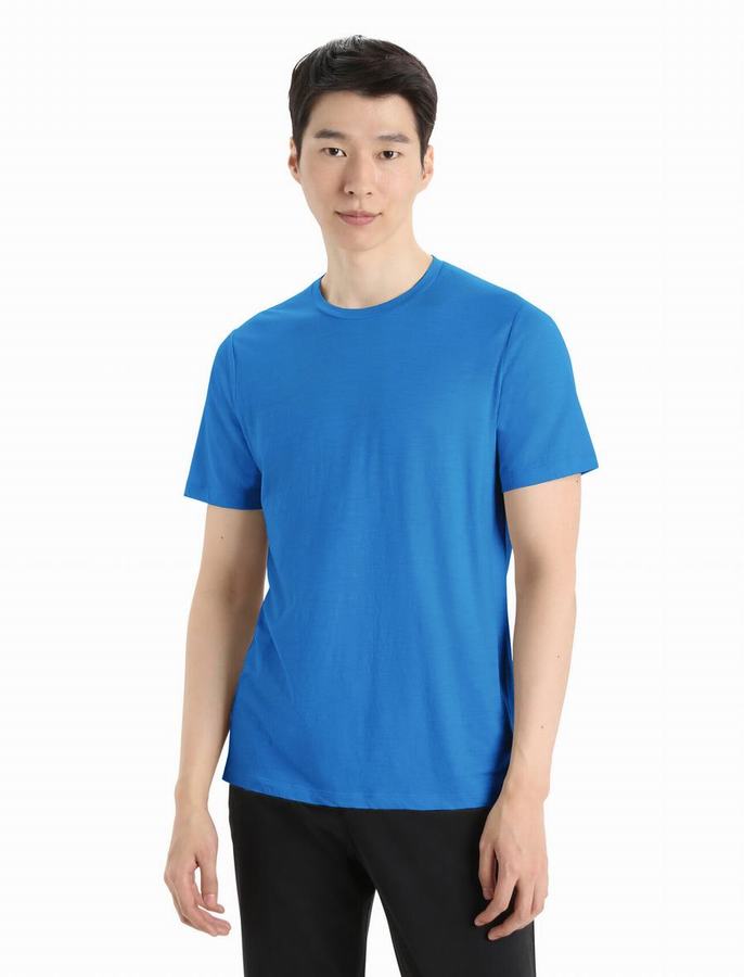 Camiseta Icebreaker Merino Tech Lite II Corta Sleeve Hombre Azul Marino Oscuro | LBY75FO