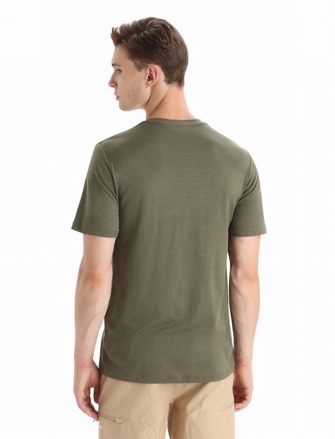 Camiseta Icebreaker Merino Tech Lite II Corta Sleeve Polar Paddle Hombre Verde Oliva | LXE6692WV