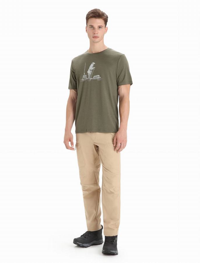 Camiseta Icebreaker Merino Tech Lite II Corta Sleeve Polar Paddle Hombre Verde Oliva | LXE6692WV