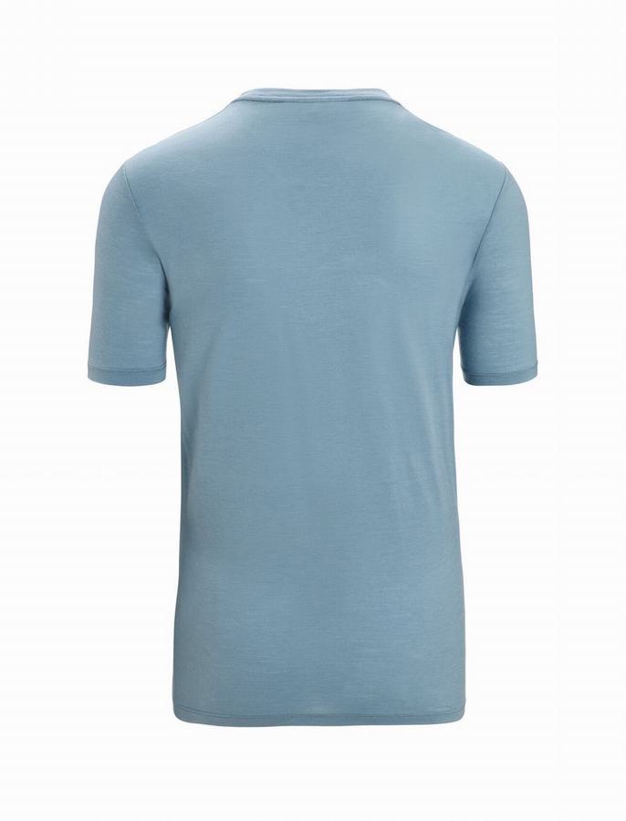 Camiseta Icebreaker Merino Tech Lite II Corta Sleeve Earth Hombre Azules | MQR7556RP