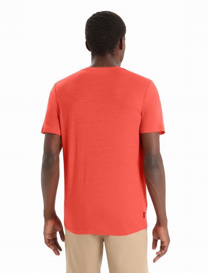 Camiseta Icebreaker Merino Tech Lite II Corta Sleeve Camping Grounds Hombre Naranjas | OCJ9816PG