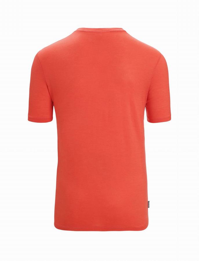 Camiseta Icebreaker Merino Tech Lite II Corta Sleeve Camping Grounds Hombre Naranjas | OCJ9816PG