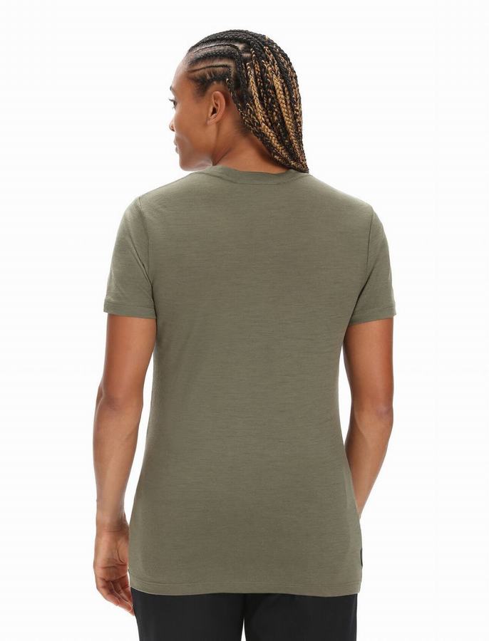 Camiseta Icebreaker Merino Tech Lite II Corta Sleeve Mujer Verde Oliva | ORW4490OT