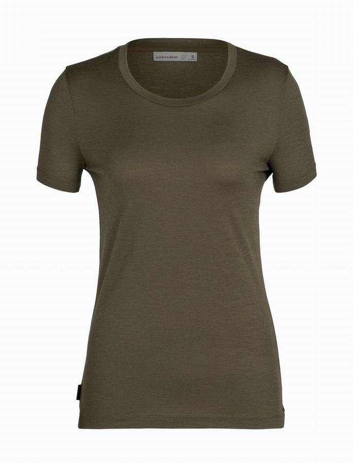 Camiseta Icebreaker Merino Tech Lite II Corta Sleeve Mujer Verde Oliva | ORW4490OT