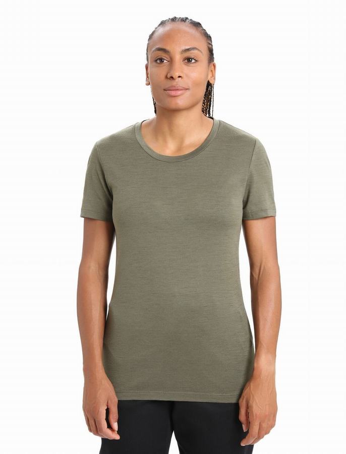 Camiseta Icebreaker Merino Tech Lite II Corta Sleeve Mujer Verde Oliva | ORW4490OT