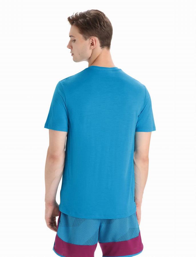 Camiseta Icebreaker Merino Tech Lite II Corta Sleeve Cadence Paths Hombre Azules | OUS3553PN