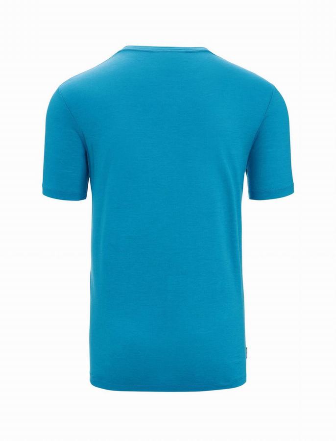 Camiseta Icebreaker Merino Tech Lite II Corta Sleeve Cadence Paths Hombre Azules | OUS3553PN