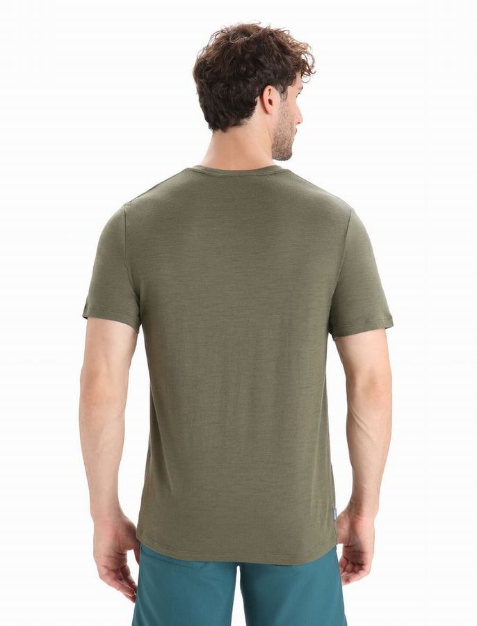 Camiseta Icebreaker Merino Tech Lite II Corta Sleeve Trail Hiker Hombre Verde Oliva | PTW1886UG