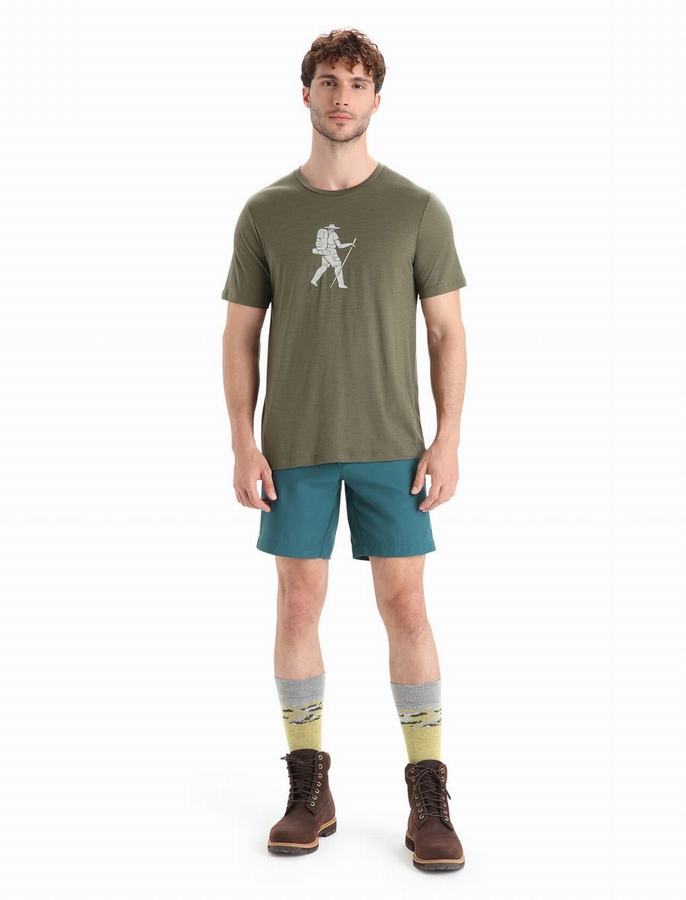 Camiseta Icebreaker Merino Tech Lite II Corta Sleeve Trail Hiker Hombre Verde Oliva | PTW1886UG