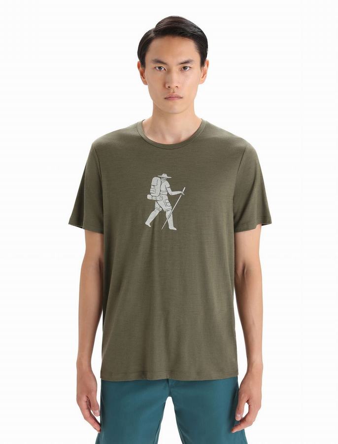 Camiseta Icebreaker Merino Tech Lite II Corta Sleeve Trail Hiker Hombre Verde Oliva | PTW1886UG