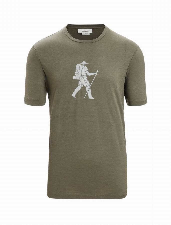 Camiseta Icebreaker Merino Tech Lite II Corta Sleeve Trail Hiker Hombre Verde Oliva | PTW1886UG