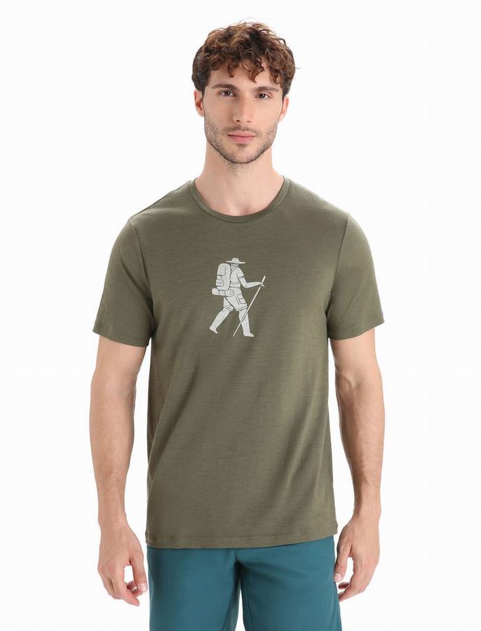 Camiseta Icebreaker Merino Tech Lite II Corta Sleeve Trail Hiker Hombre Verde Oliva | PTW1886UG