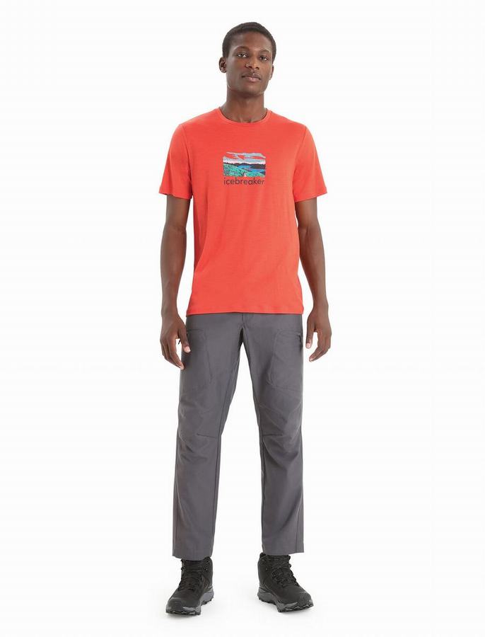 Camiseta Icebreaker Merino Tech Lite II Corta Sleeve Trailhead Hombre Naranjas | PWF2123RP