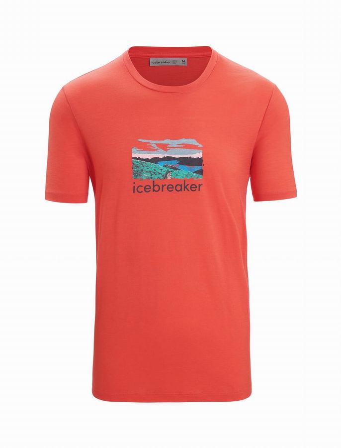 Camiseta Icebreaker Merino Tech Lite II Corta Sleeve Trailhead Hombre Naranjas | PWF2123RP