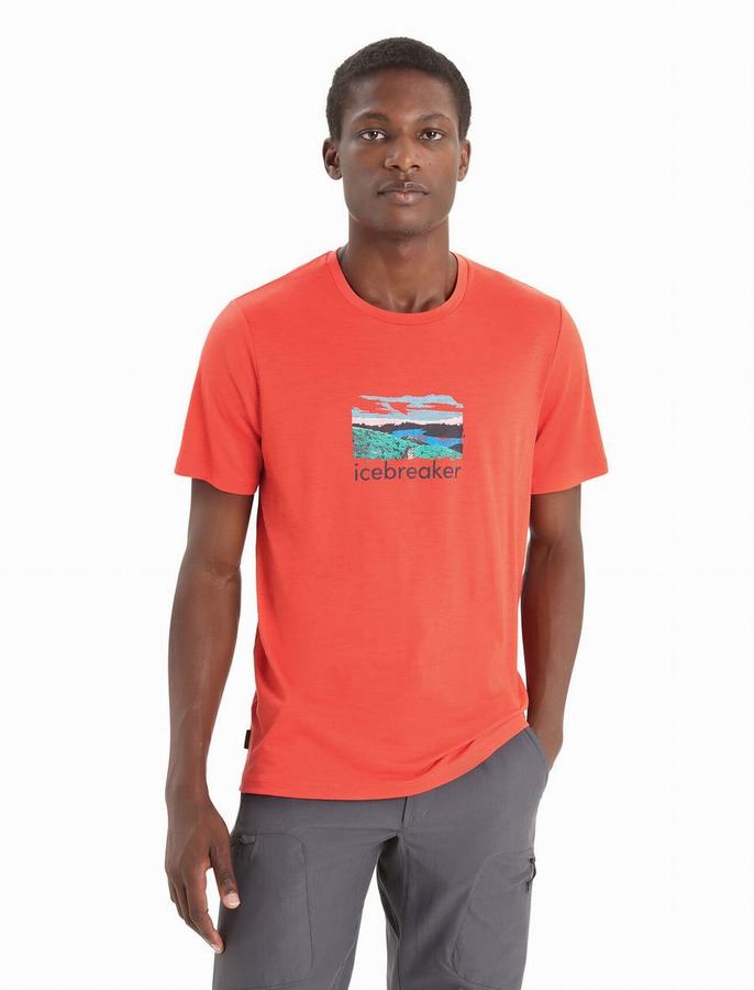 Camiseta Icebreaker Merino Tech Lite II Corta Sleeve Trailhead Hombre Naranjas | PWF2123RP