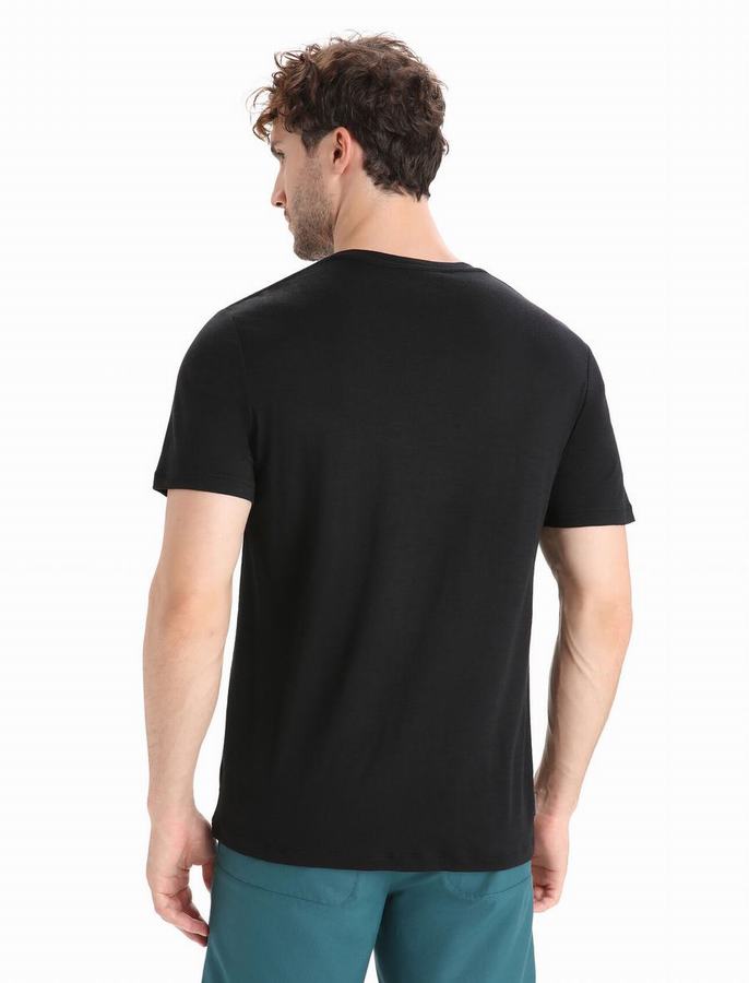 Camiseta Icebreaker Merino Tech Lite II Corta Sleeve Trail Hiker Hombre Negros | QST8941OS