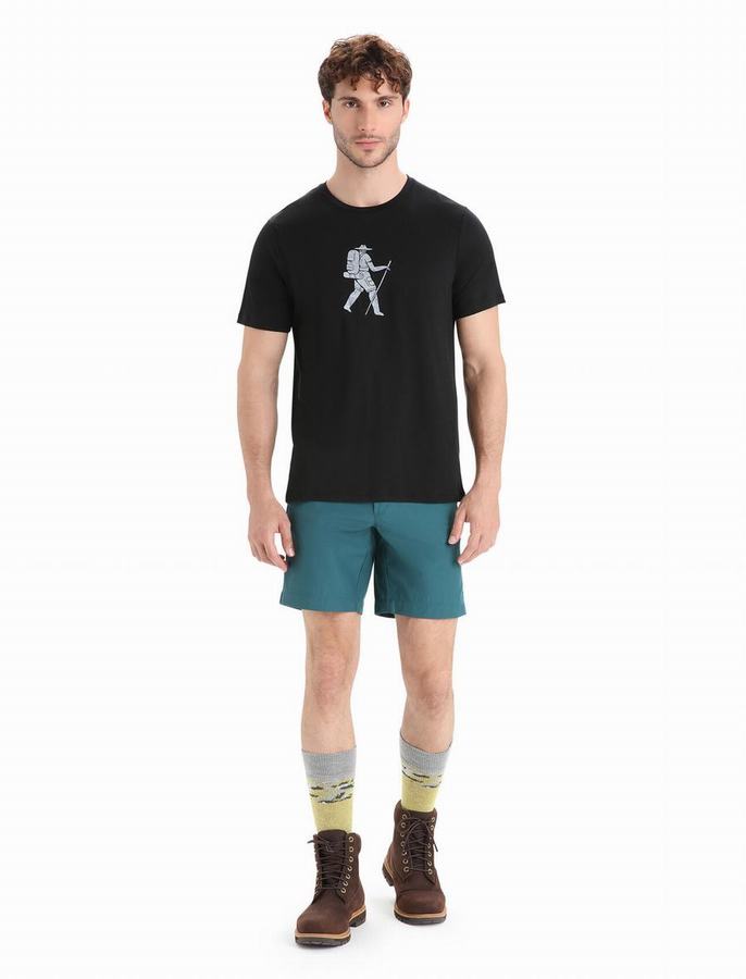 Camiseta Icebreaker Merino Tech Lite II Corta Sleeve Trail Hiker Hombre Negros | QST8941OS