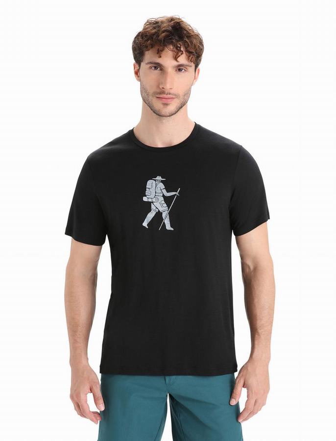 Camiseta Icebreaker Merino Tech Lite II Corta Sleeve Trail Hiker Hombre Negros | QST8941OS