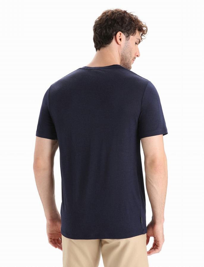 Camiseta Icebreaker Merino Tech Lite II Corta Sleeve Nature Sprint Hombre Azul Marino | QUF163OF