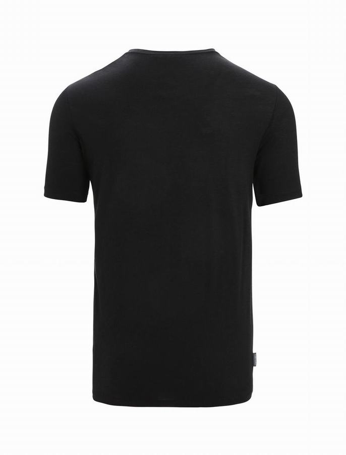 Camiseta Icebreaker Merino Tech Lite II Corta Sleeve Polar Paddle Hombre Negros | RAJ8594IU