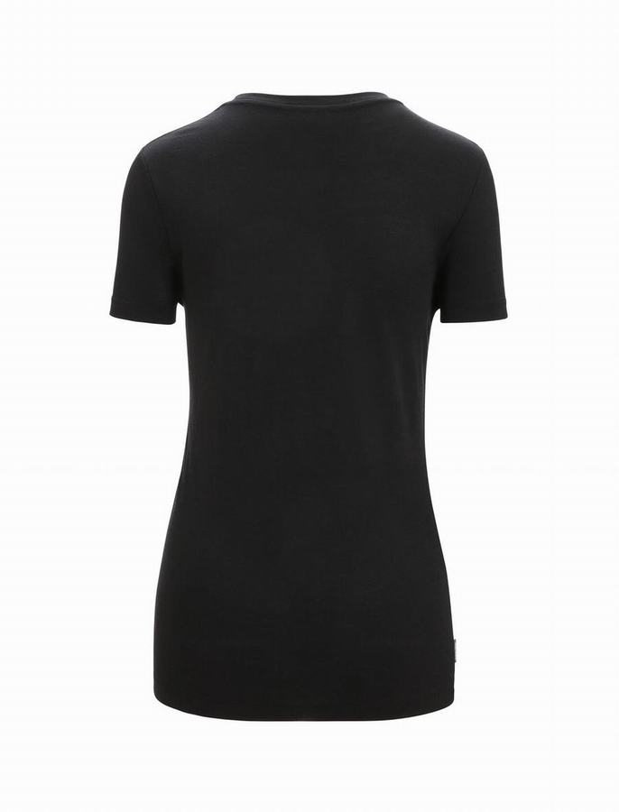 Camiseta Icebreaker Merino Tech Lite II Corta Sleeve Natural Mujer Negros | SLG5717JT