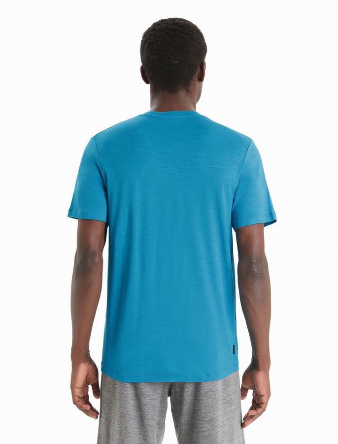 Camiseta Icebreaker Merino Tech Lite II Corta Sleeve Spring Glow Hombre Azules | SSY8956YL