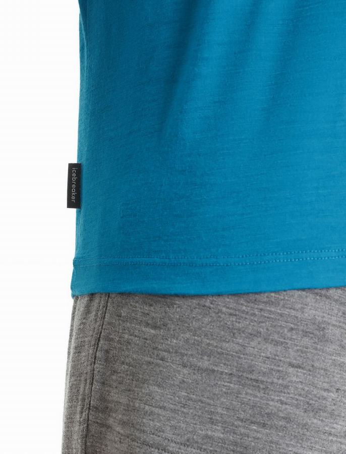 Camiseta Icebreaker Merino Tech Lite II Corta Sleeve Spring Glow Hombre Azules | SSY8956YL