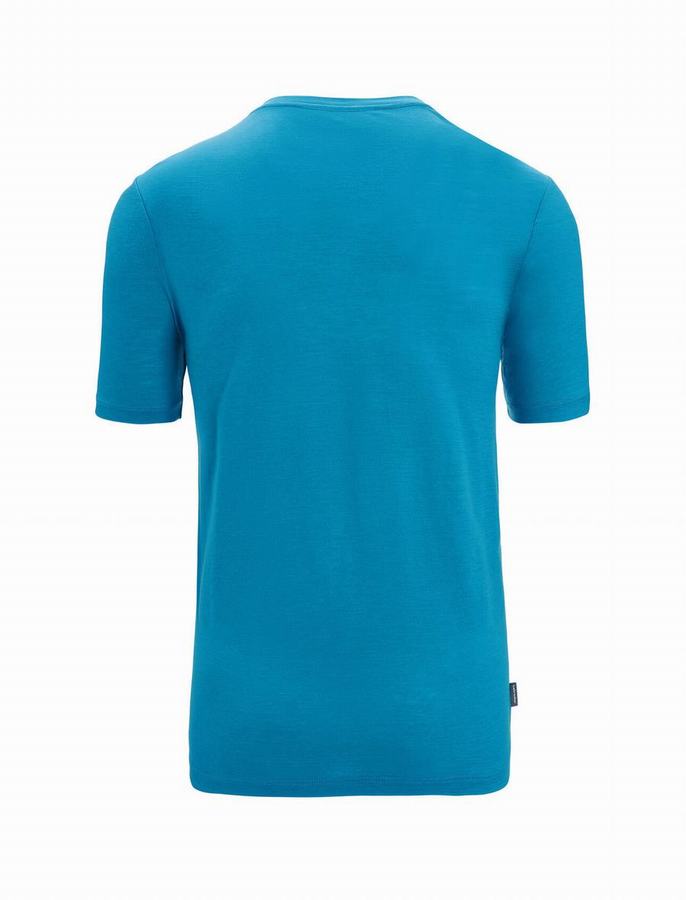 Camiseta Icebreaker Merino Tech Lite II Corta Sleeve Spring Glow Hombre Azules | SSY8956YL