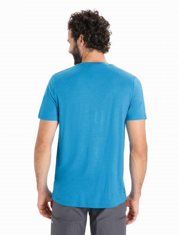 Camiseta Icebreaker Merino Tech Lite II Corta Sleeve Trail Hiker Hombre Azules | TPZ7640AT