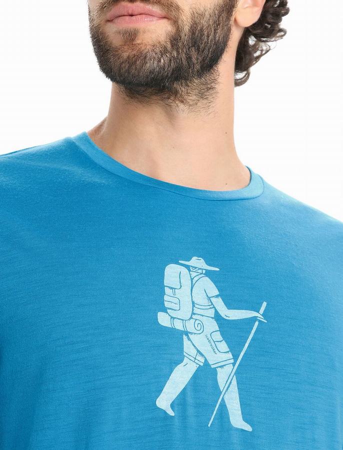 Camiseta Icebreaker Merino Tech Lite II Corta Sleeve Trail Hiker Hombre Azules | TPZ7640AT