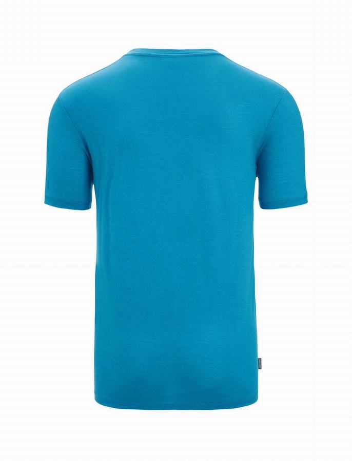 Camiseta Icebreaker Merino Tech Lite II Corta Sleeve Trail Hiker Hombre Azules | TPZ7640AT