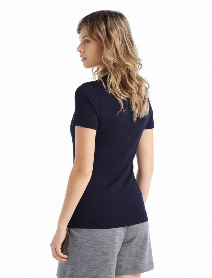 Camiseta Icebreaker Merino Tech Lite II Corta Sleeve Mujer Azul Marino | TSF8850BH